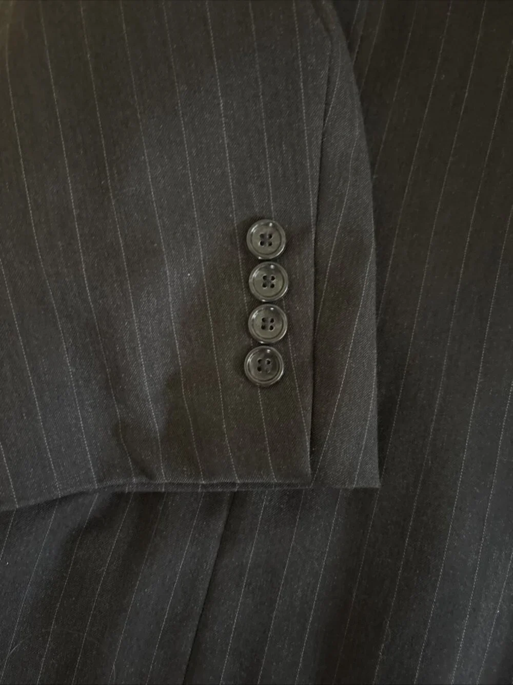 Jones New York JNY Classic Wool Suit Mens 2PC Black Pinstripe Jacket Pants ~44R
